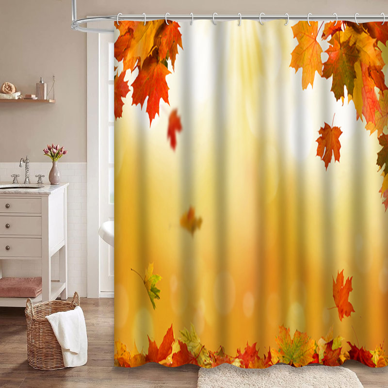 Rideau de douche d'automne avec 12 crochets, L 72 po x l 84 po