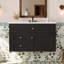 Meuble-lavabo flottant moderne avec lavabo en céramique et rangement intelligent-131376558