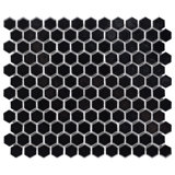 Metro 1" Hex Glossy Black 10-1/4 in. x 11-7/8 in. Porcelain Mosaic Tile
