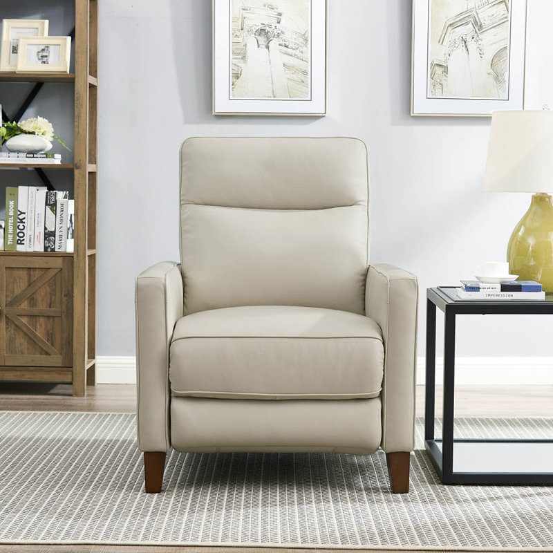 Tatum Recliner, Vanilla Genuine Leather