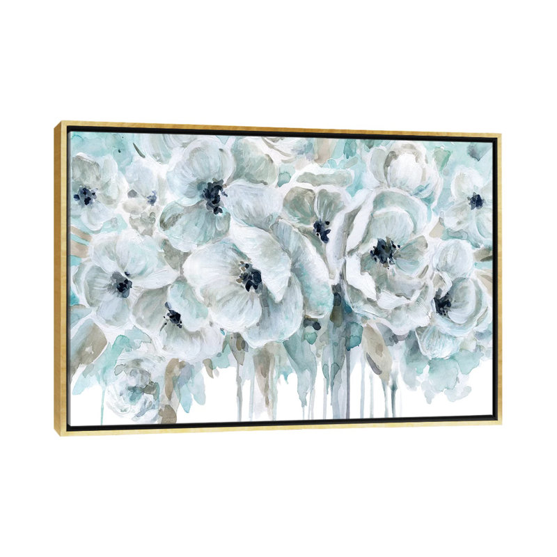 «Teal Harmony II» par Carol Robinson, reproduction sur toile, Pas de tapis, H 40 po x l 60 po x 1,5 po, Toile encadrée d'or