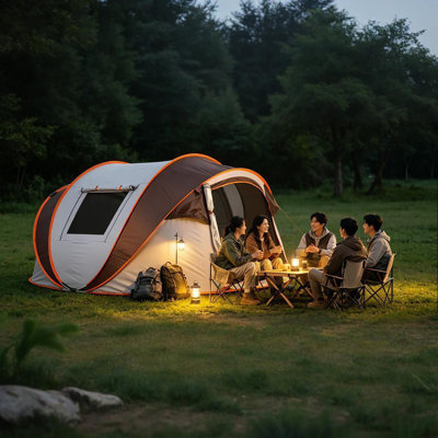 4-6 Persons White Light Orange Pop-up Boat Tent