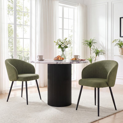 Oronogo Chunky-Weave Fabric Upholstered Dining Chair with Crossed Legs, Set of 2