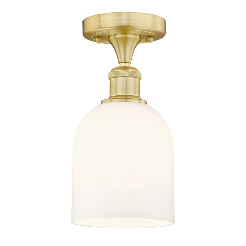 Edison - Allysson - 1 Light 6" Semi-Flush Mount - Seedy Shade, Glossy White, Satin Gold