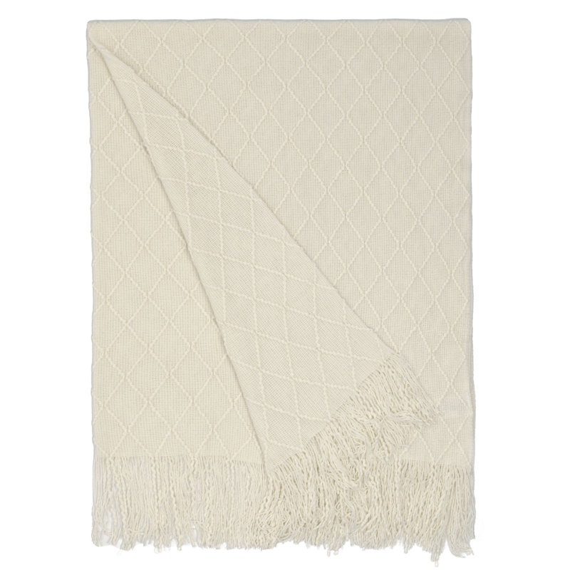 Couverture décorative à losanges, Blanc