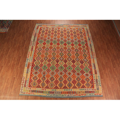Tapis oriental géométrique All-Over Kilim 10 x 13