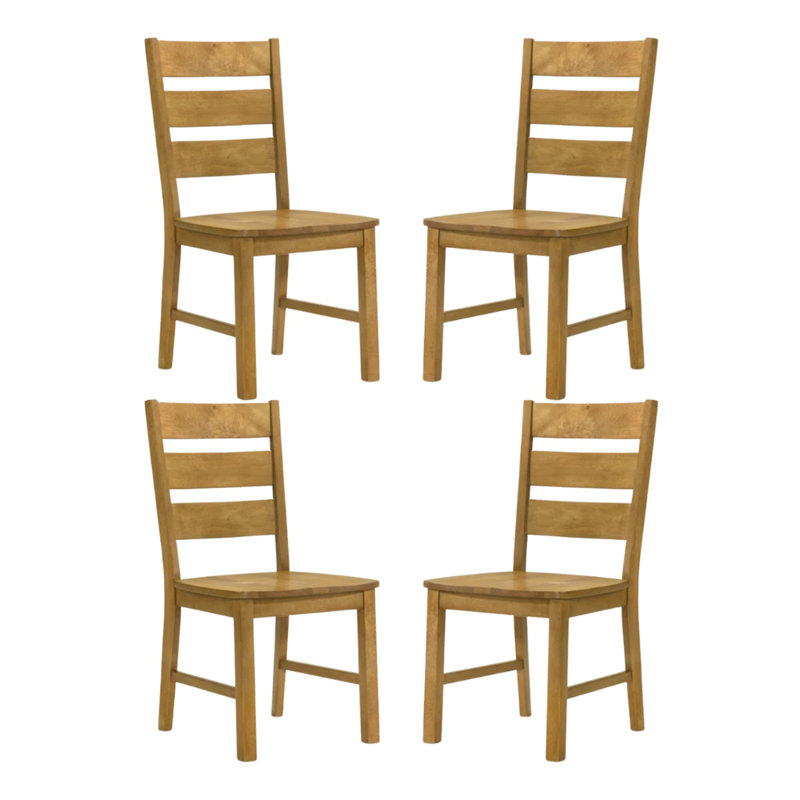 Adalia Rustic Solid Wood Dining Chair Set, Light Oak, 4