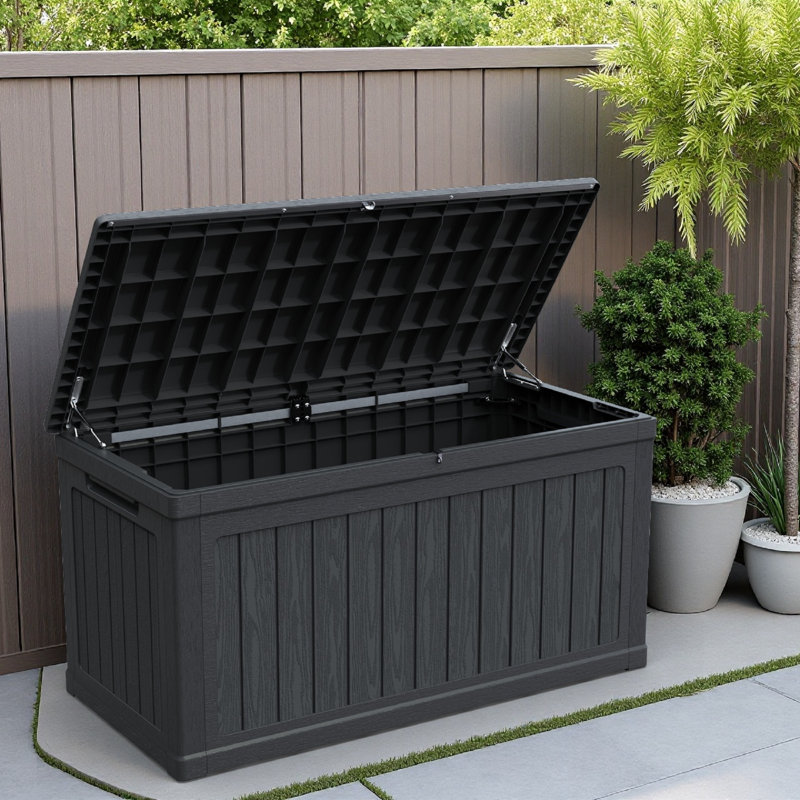 230 Gallon Outdoor Storage Deck Box, Heavy-Duty Waterproof Resin Container For Patio, Garden, Poolside, Large Capacity
