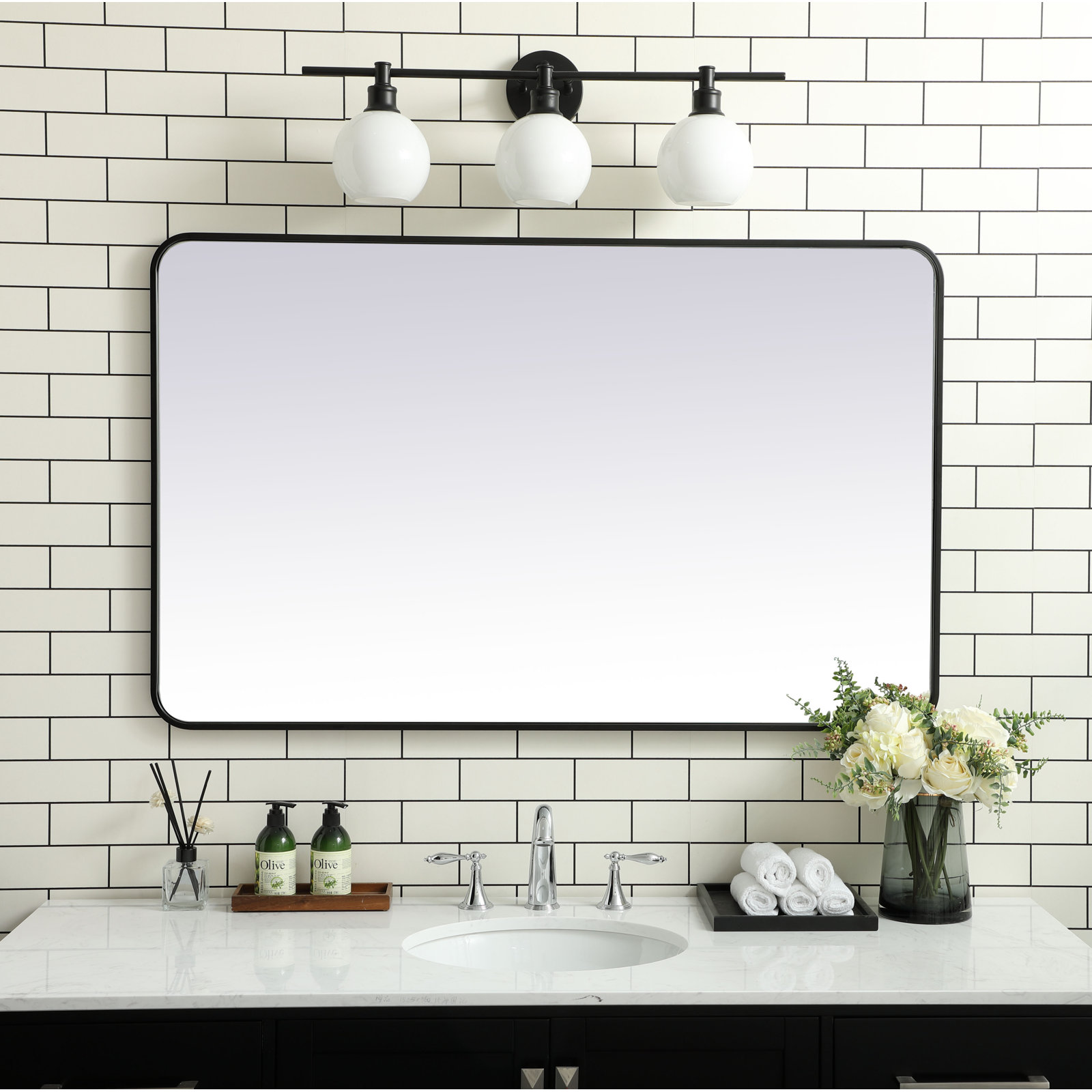 Sabine Accent Mirror, Black, 48" x 30"