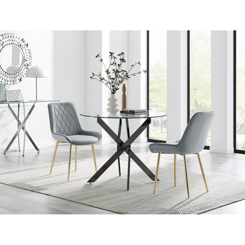Bernell 2 - Person Dining Set, Grey/Gold