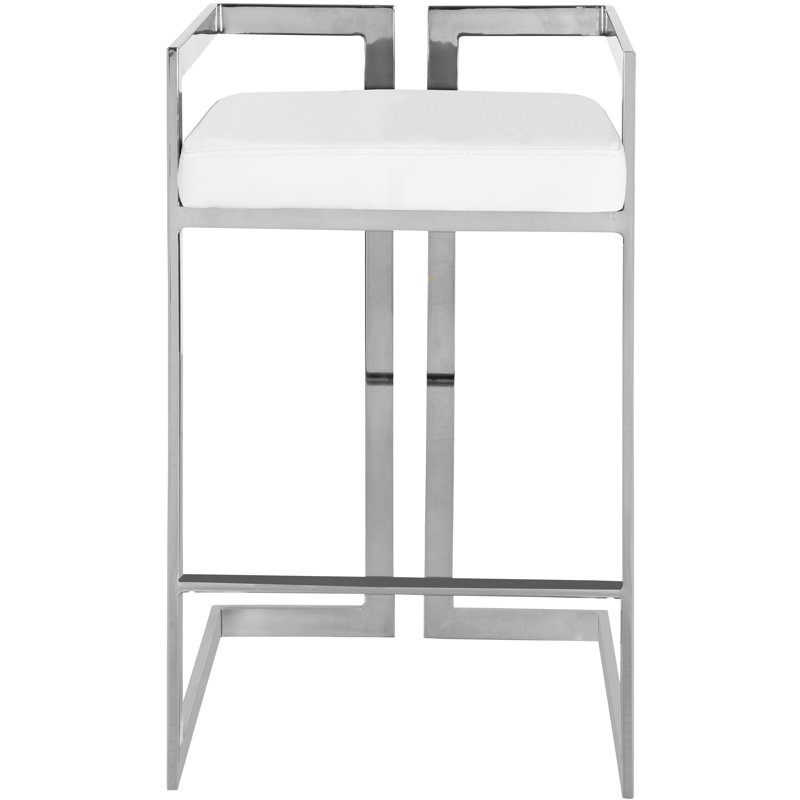 Isam Upholstered Counter Stool with Metal Frame, Chrome