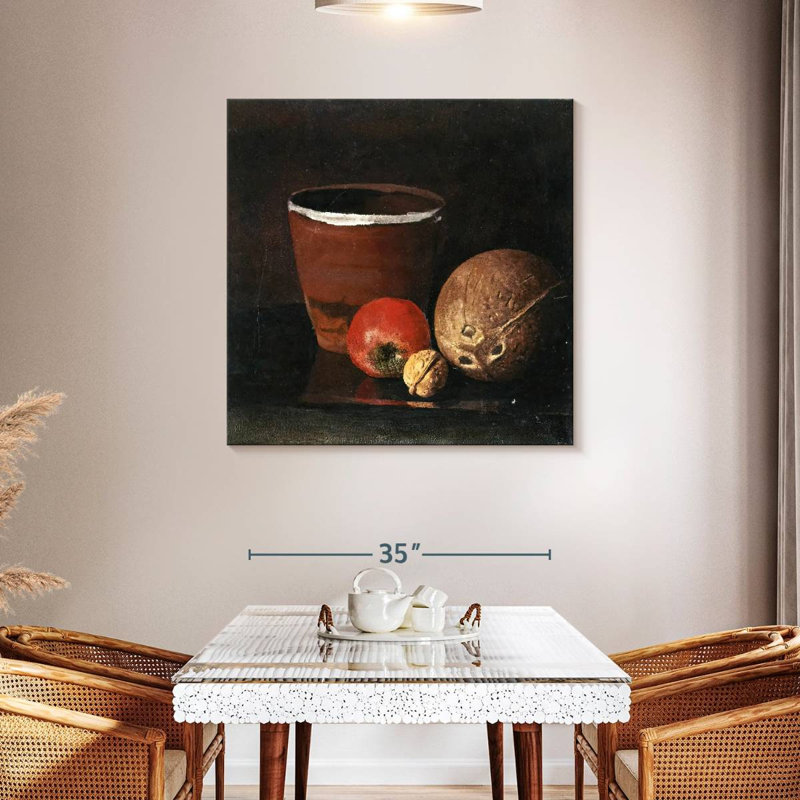 Pot à pomme, noyer et noix de coco, H 39 po x l 39 po