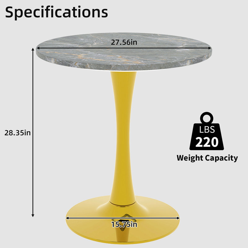 with Iron Base Dining Table, Gris foncé, Doré