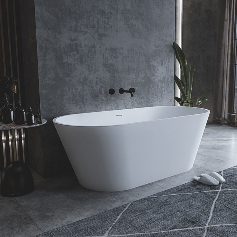 58,93 po X 29,79 po Baignoire de trempage autoportante à surface solide en blanc mat