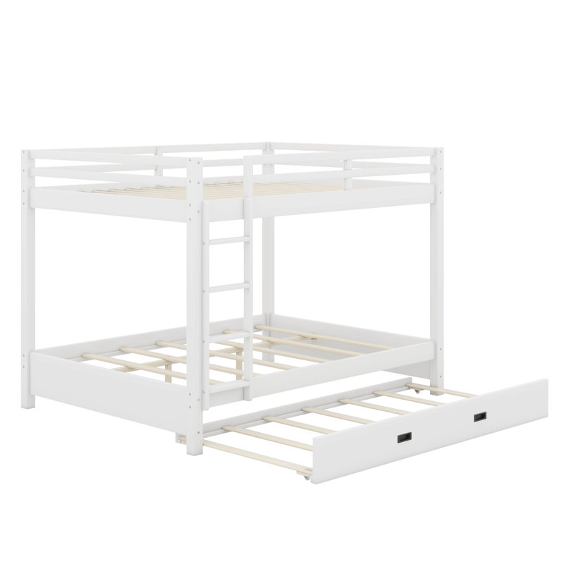 Lit superposé en bois avec lit gigogne, Blanc