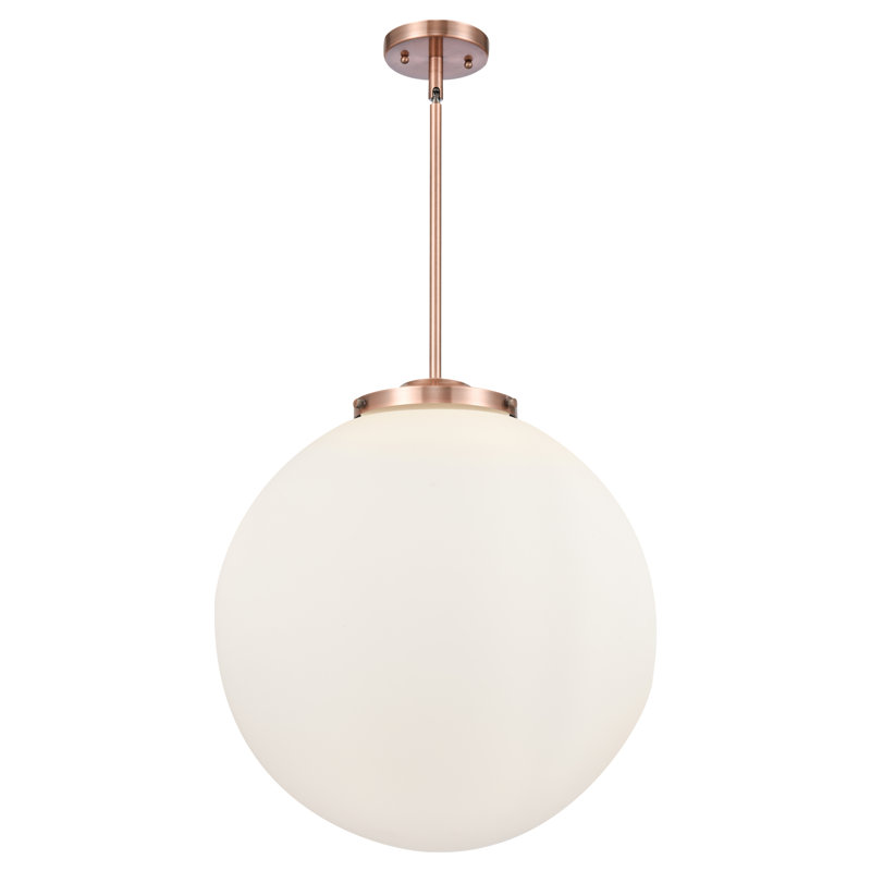 Luminaire suspendu sphère 3 lumières DEL Beacon, Cuivre antique, H 19 po x l 18 po x P 18 po, Blanc mat