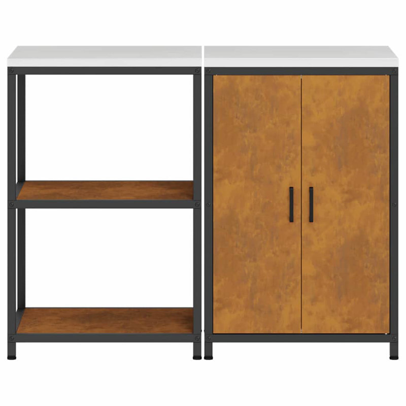  Kitchen Storage Set With Shelf 2 Pcs Rusty 120 X 50 X 92 Cm