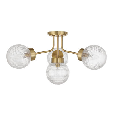 4-Light Semi-Flush in Warm Brass
