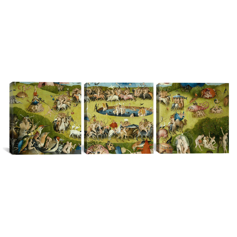 Hieronymus Bosch Top of Central Panel from The Garden of Earthly Delights 3 Piece Graphic Art on Wrapped Canvas Set
