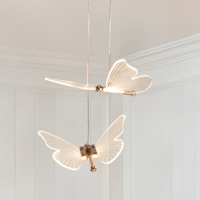 Modern 2 - Light Butterfly Chandelier With Led Light Kits