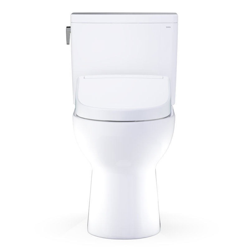 TOTO Glaston WASHLET+ S5 Two-Piece Elongated 1.0 GPF Universal Height Toilet with CEFIONTECT, Cotton White - MW4723446CUFG#01