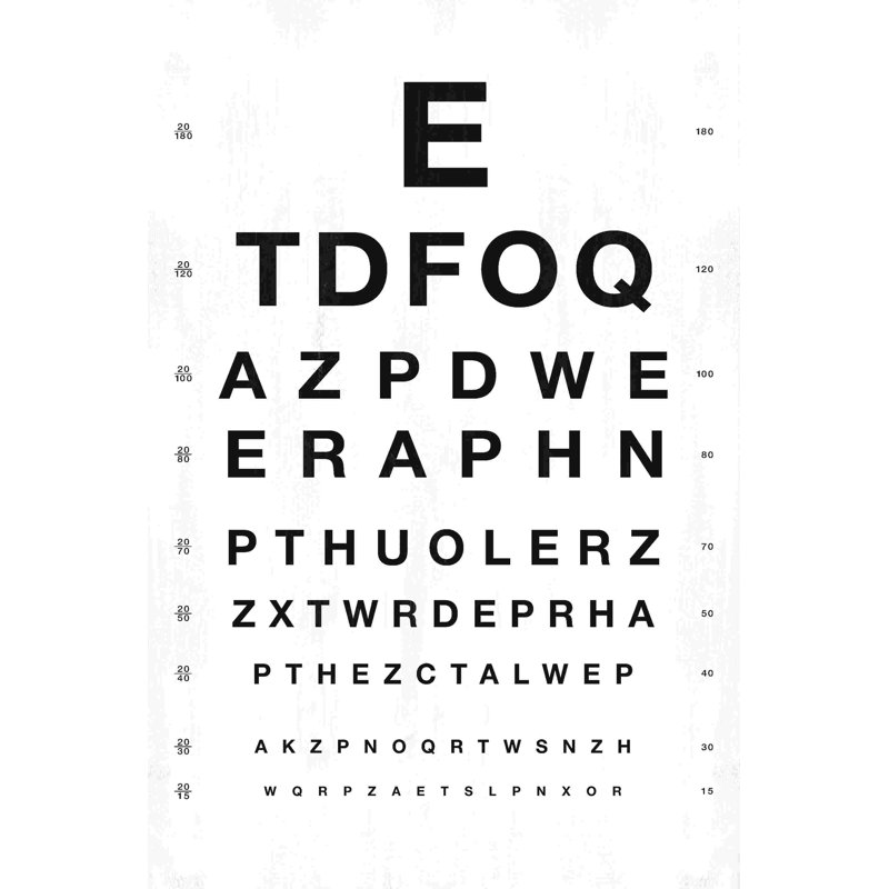 " Eye Chart White ", 36" H x 24" W