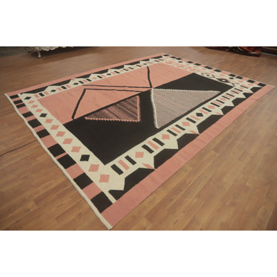 Tapis oriental à motif géométrique kilim 9 x 12
