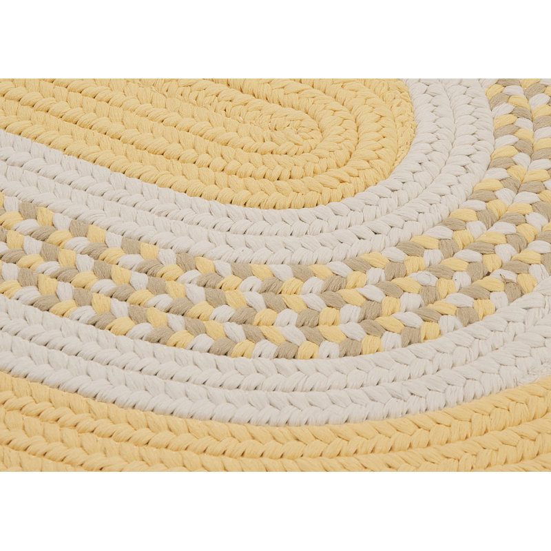 Tapis jaune tressé à motif géométrique Bloxom, Ovale 3 pi x 5 pi