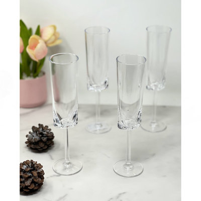 Oval Halo Plastic Champagne Flutes Set Of 4 (4Oz), Unbreakable Mimosa Glasses Plastic Champagne Glasses, Tritan Wedding Champagne Flutes