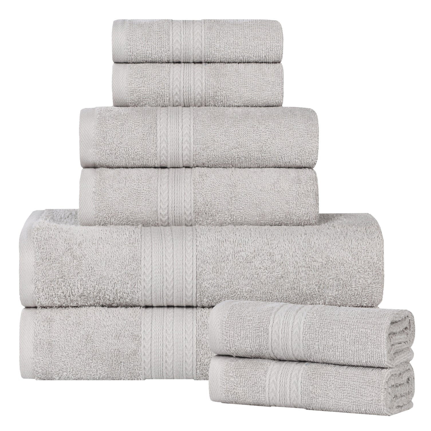 Asleigh 8-Piece Cotton Towel Set, Silver