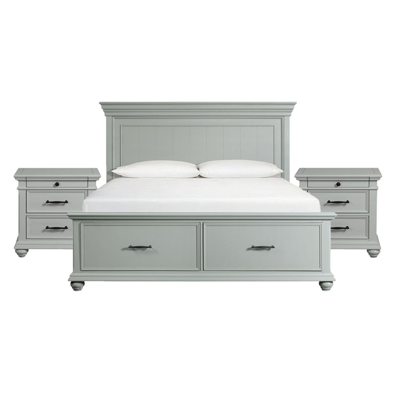 Ensemble de chambre avec grand lit plateforme et rangement 3 pièces Brooks Picket House Furnishings, Queen, Black