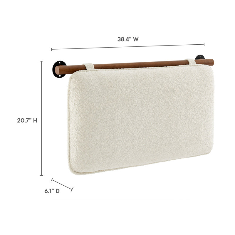 Anela Wall-Mounted Chenille Upholstered Headboard, Twin, Walnut/Cream