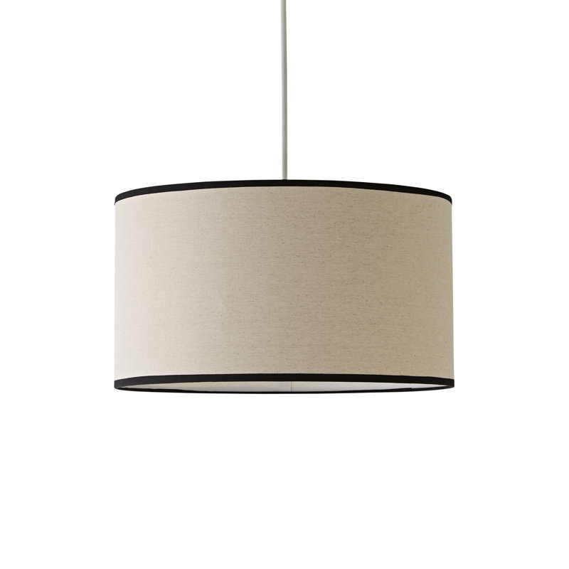 25cm H Linen Blend Drum Lamp Shade ( Slip-On ), Natural/White
