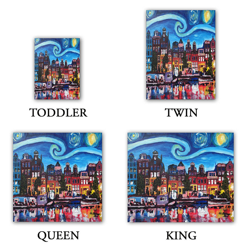 Ensemble de housse de couette starry night amsterdam, 1 housse de couette grand + 2 taies standards
