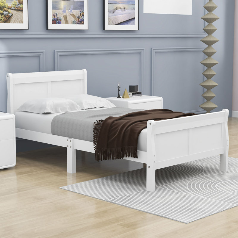 Lit plateforme simple en bois Cava par Harriet Bee, Blanc