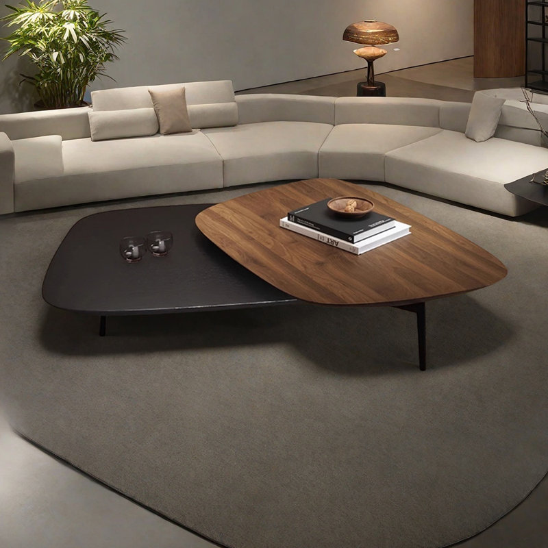Table basse Minimalist, Noir / noyer foncé