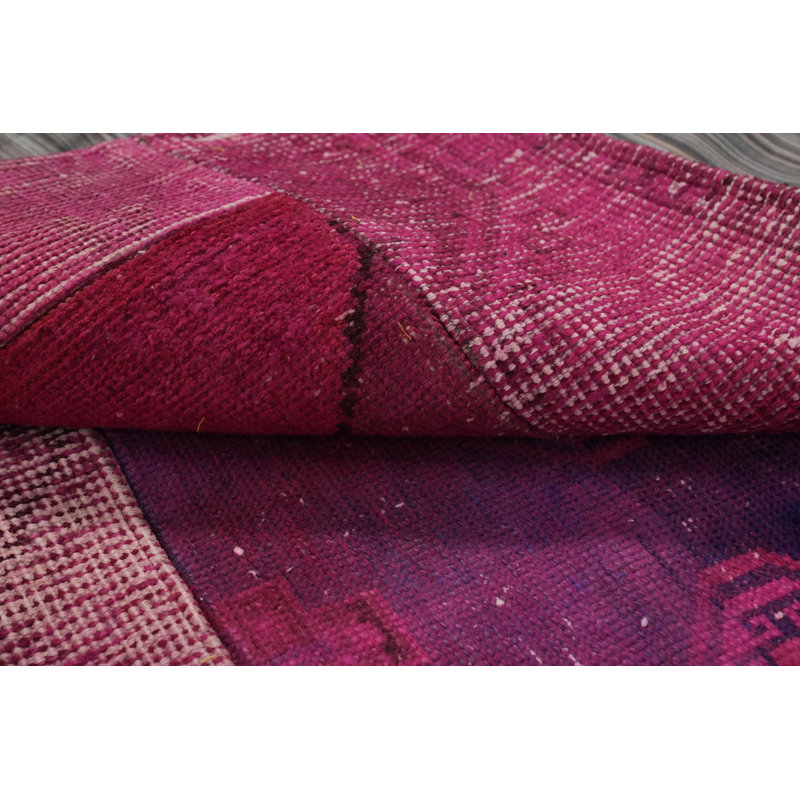Tapis géométrique en laine patiné 8 x 10