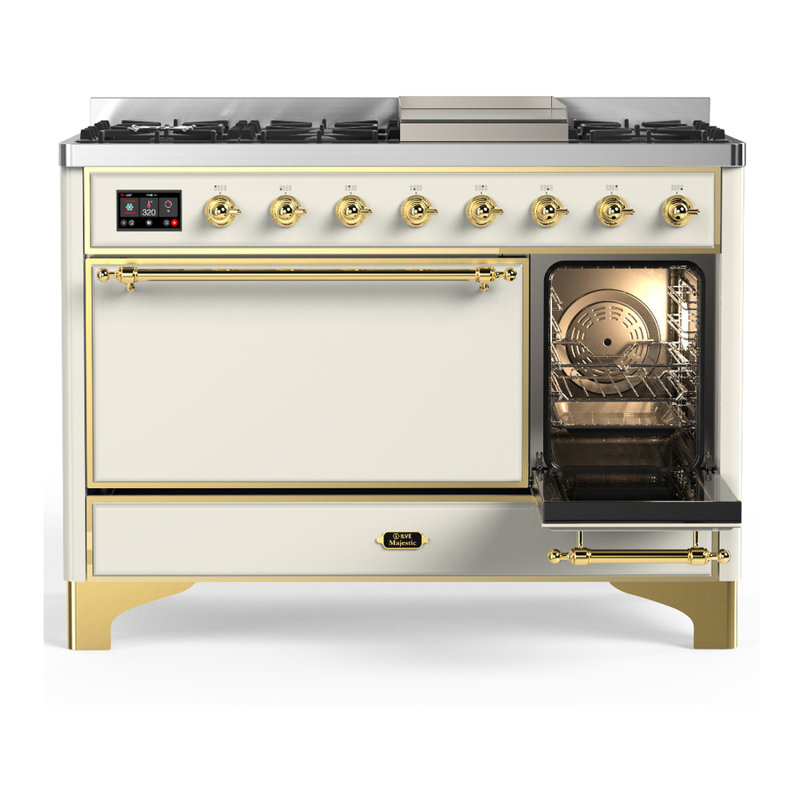 Majestic III Series 48 Inch Dual Fuel Range with 5 Sealed Burners, Griddle, Frenchtop in Matte Graphite (Natural Gas, Burnished Trim)