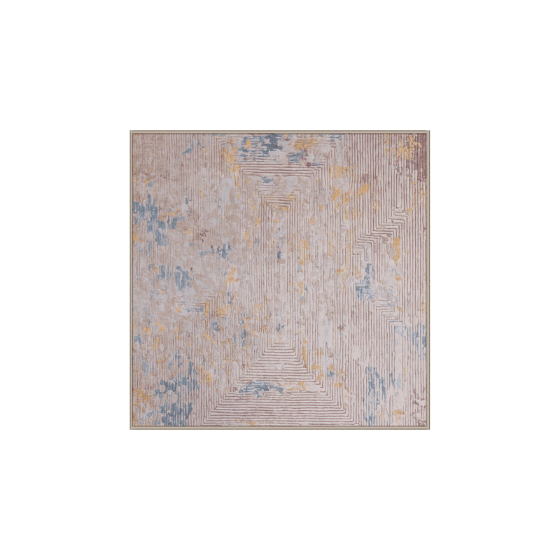 Tapis beige soyeux et moelleux, Carré 3 pi