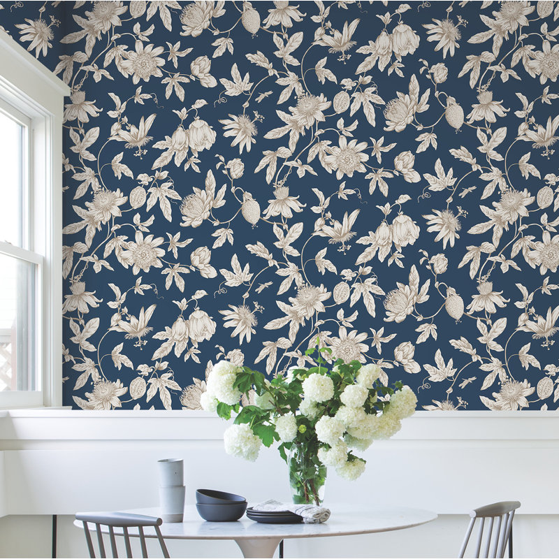 27' L x 27" W Wallpaper Roll, Navy