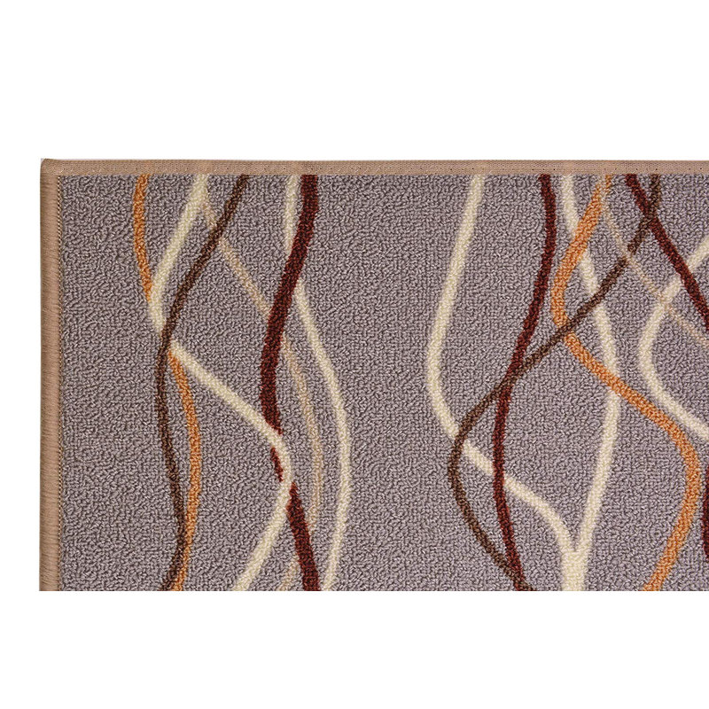 Tapis rayé gris antidérapant à poils courts, Tapis de couloir 2 pi 2 po x 17 pi