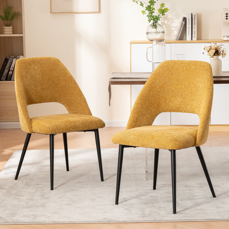 Chaise d'appoint rembourrée Modern, Tissu jaune