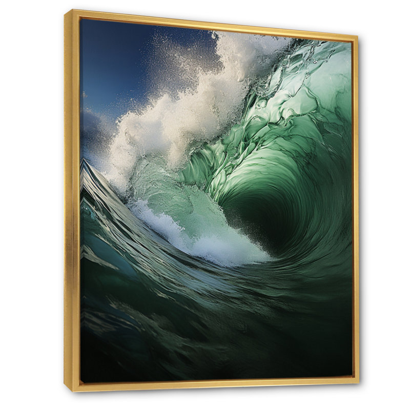 Jaalen Coastal Majestic Waves II, H 20 po x l 12 po x P 1 po, Cadre flottant doré