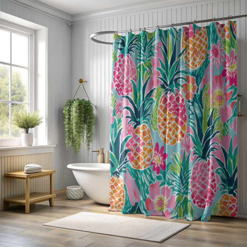 Rideau de douche 1 pièce Tropical Abundance, H 74 po x l 71 po