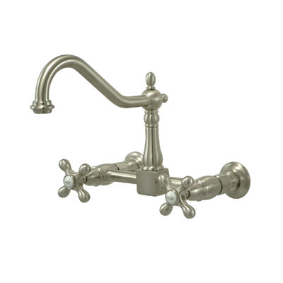 Kingston Brass Heritage Double-Handle Wall-Mount Bridge Kitchen Faucet