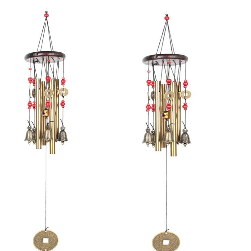 2 carillons de vent de jardin en bronze de style rétro traditionnel pour l'extérieur 60 cm