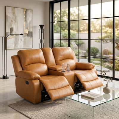 Aspen Ginger Vegan Leather Manual Recling Loveseat