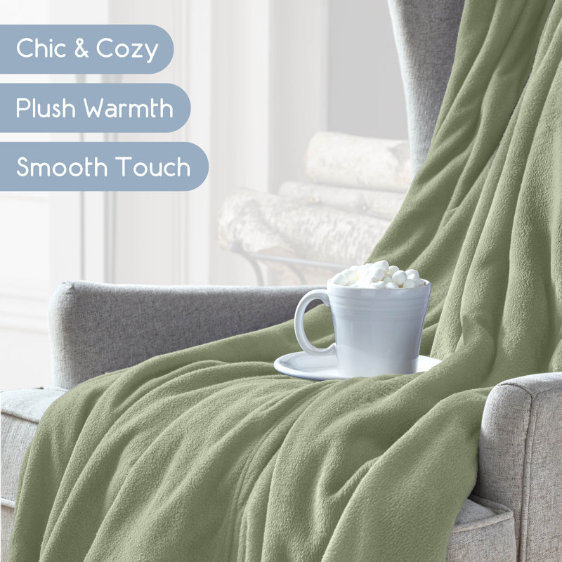 Twin Desert Sage Fleece Sherpa Reversible Blanket