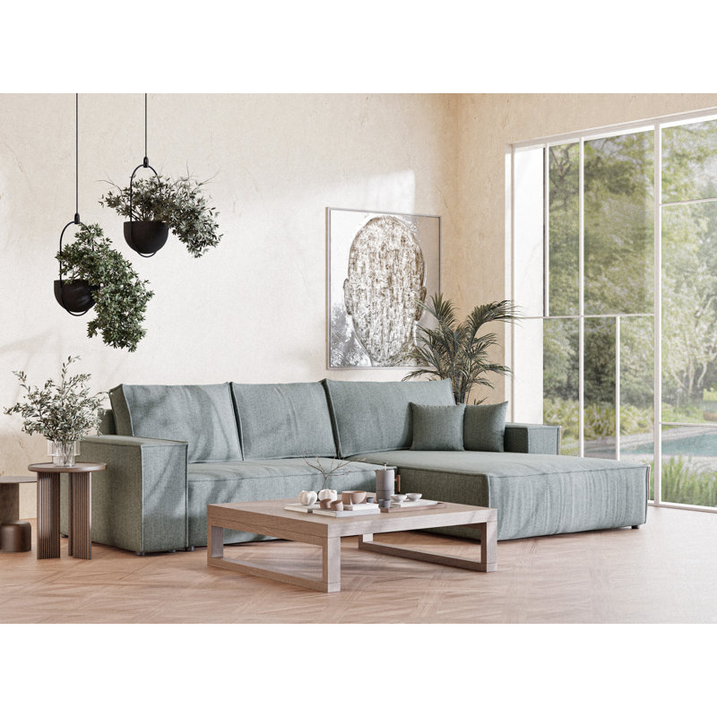 5 Seater Reclining Corner Sofa , Right Hand Facing, Blue Grey Polyester