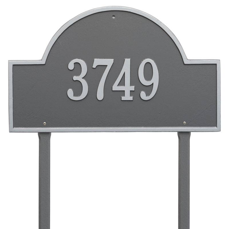 1-Line Lawn Address sign, Pewter and Silver, Yes